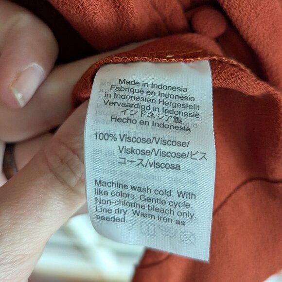 Madewell Heather Long Sleeve Button-down Dress, Rust Red, Size Large - Picture 12 of 13